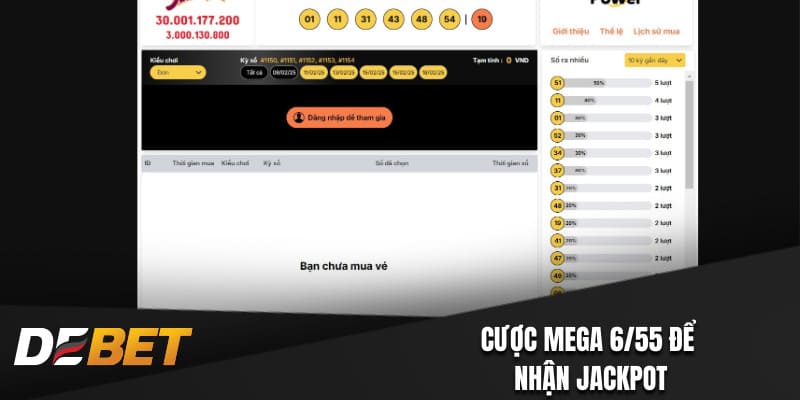 Cược Mega 6/55 để nhận Jackpot