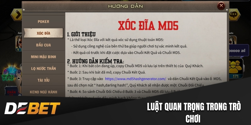 Luật quan trọng trong trò chơi 