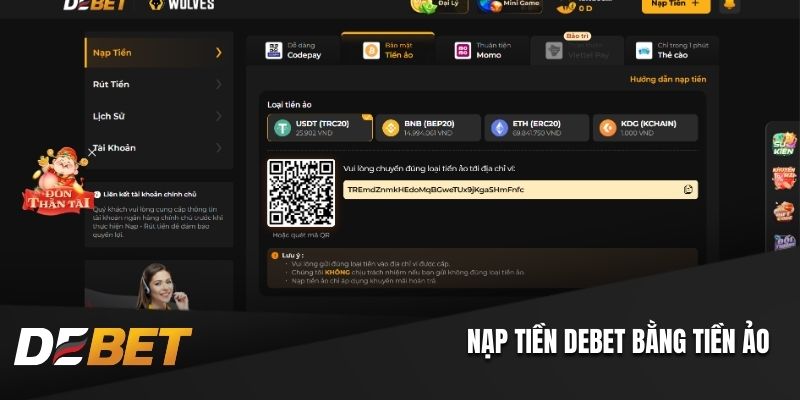 Nạp tiền Debet bằng tiền ảo