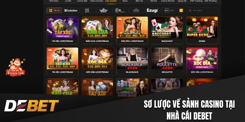 Sơ lược về sảnh Casino tại nhà cái Debet
